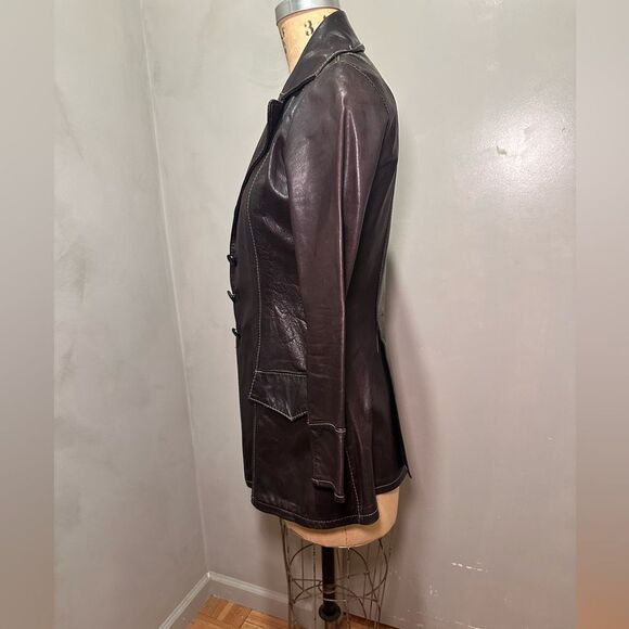 Vintage brown leather jacket - Picture 3 of 7